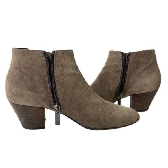 Aquatalia Suede Heeled Ankle Bootie Fallyn Taupe - Picture 6 of 10